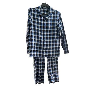 $125 Hart Schaffner Marx Men’s 2-pc Cotton Pajama Set | Mens S, Blue Black Plaid